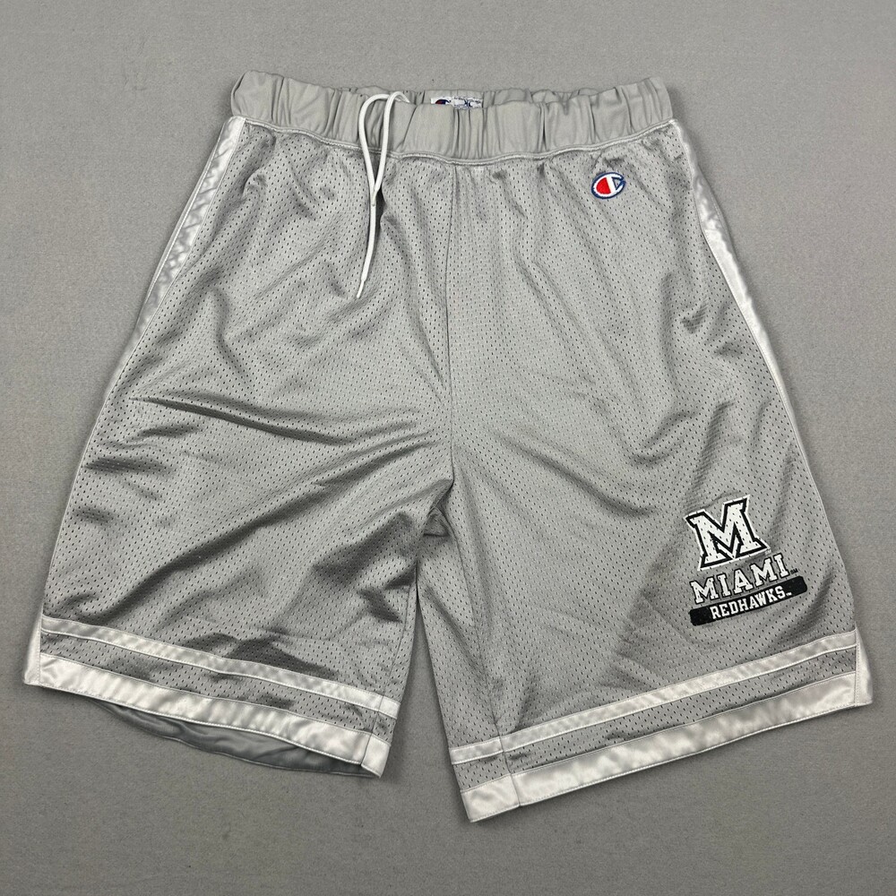 Vintage Miami RedHawks Shorts Men Extra Large Gray Mesh Champion Basketball XL *